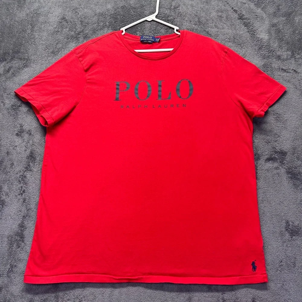 Polo Ralph Lauren Mens XXL Red Custom Slim Fit Graphic Logo T-Shirt Cotton Tee